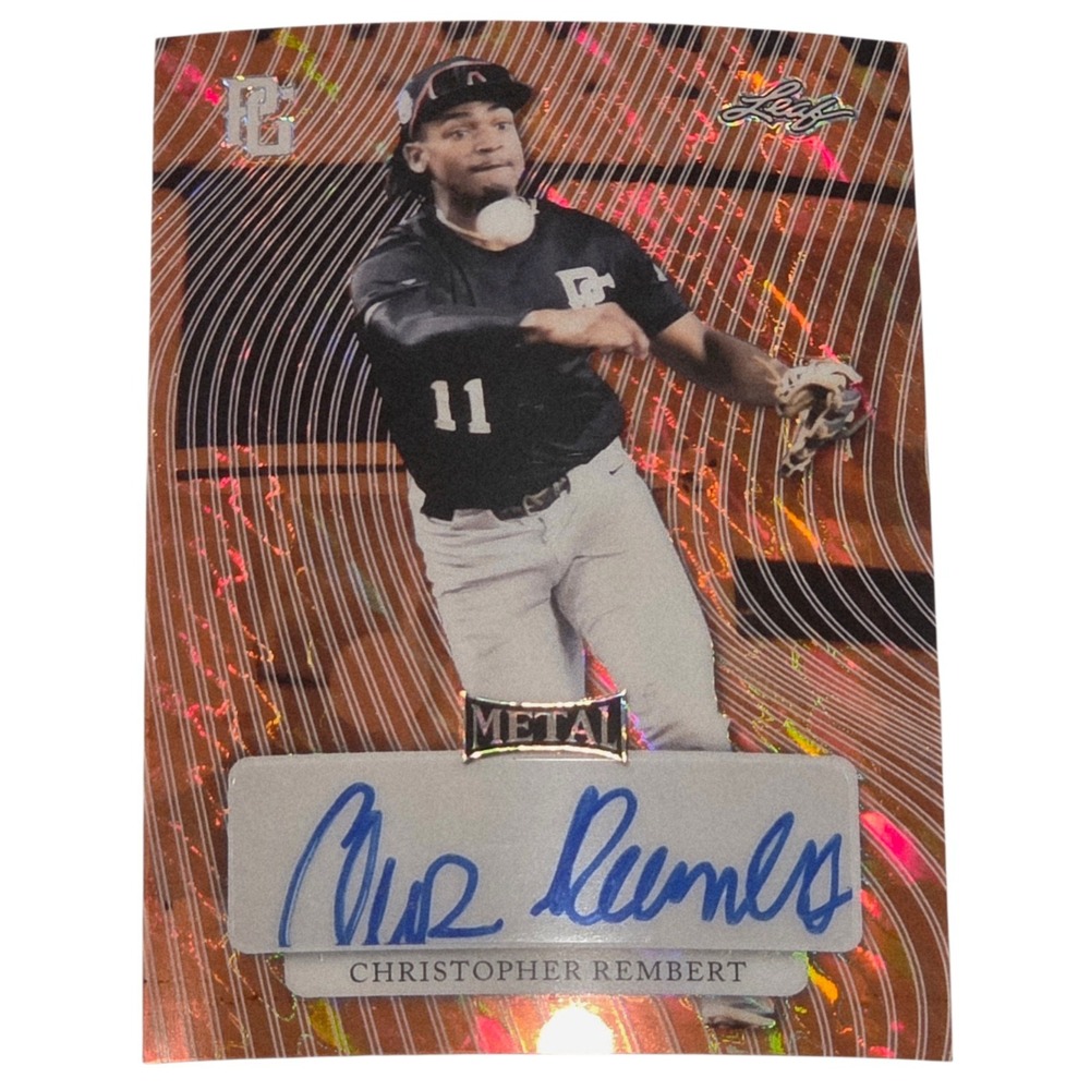2023 Leaf Metal Perfect Game Christopher Rembert Auto 1/1 Proof Marble Orange